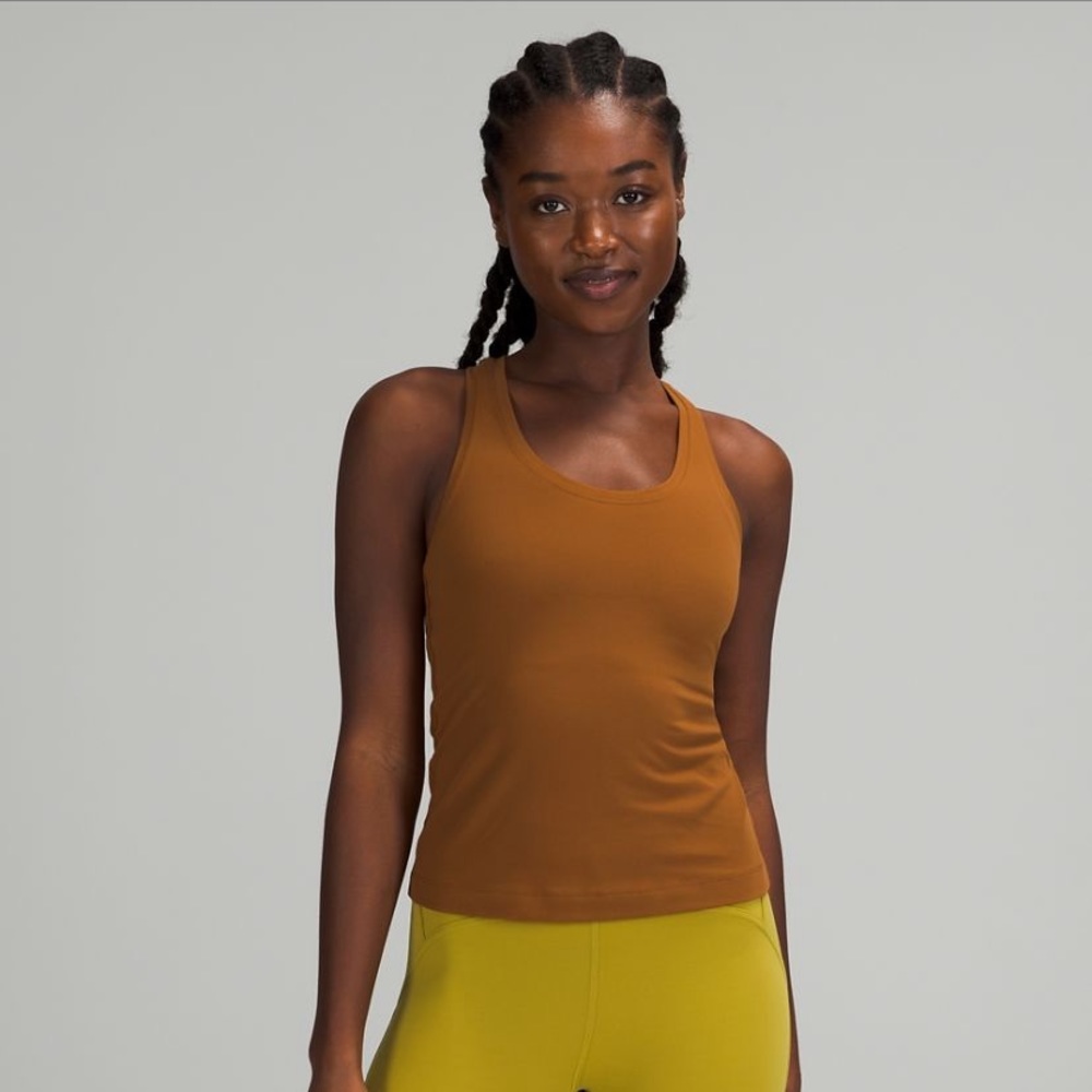 Cool Racerback Tank Top Shorter Length Copper Brown